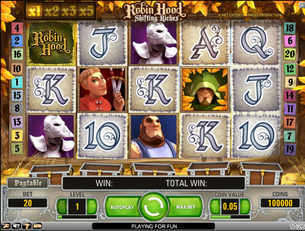 schermata slot machine robin hood shifting riches